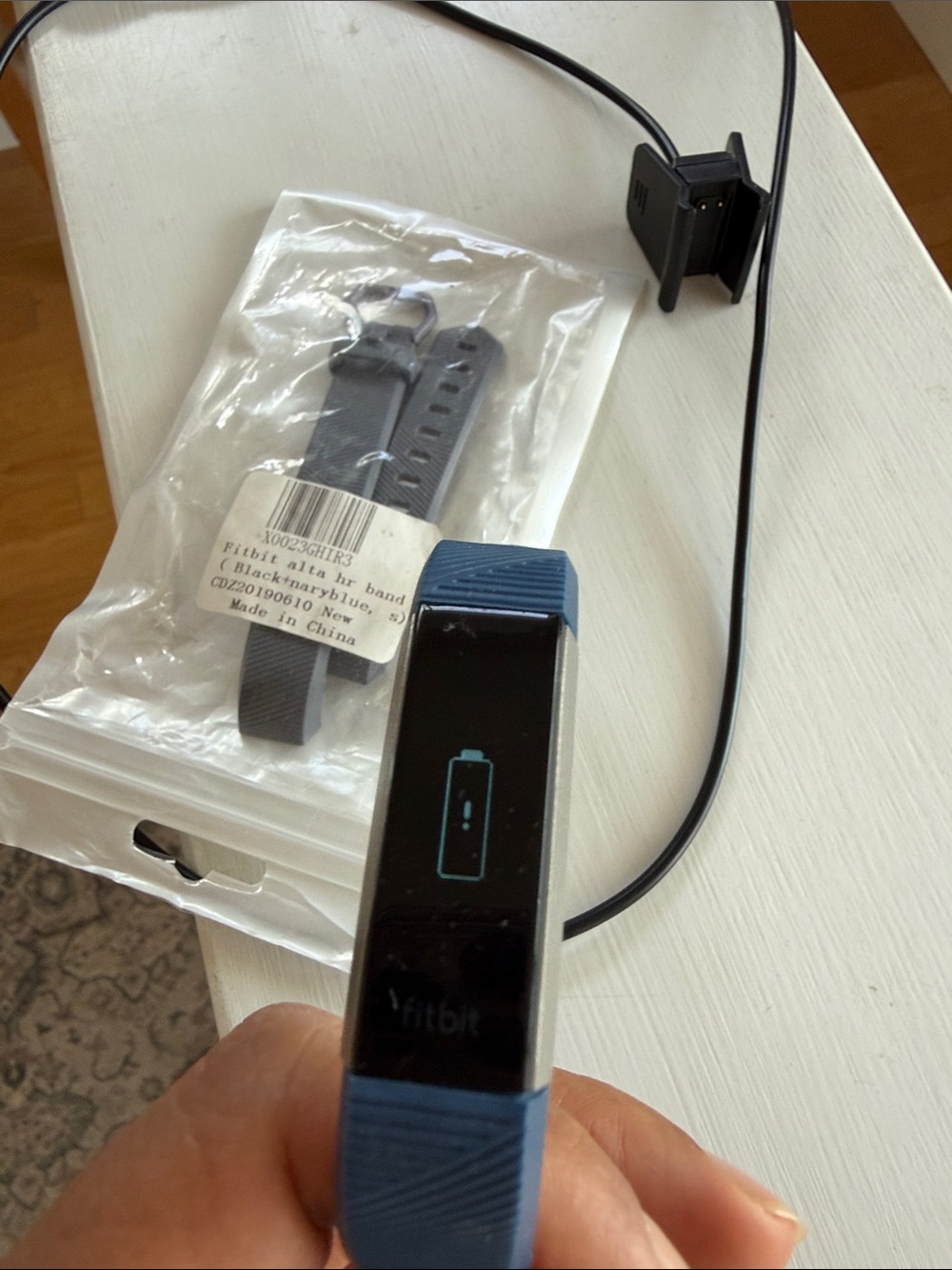 fitbit HR and Inspire Charging Cable with Blue Tracker Band